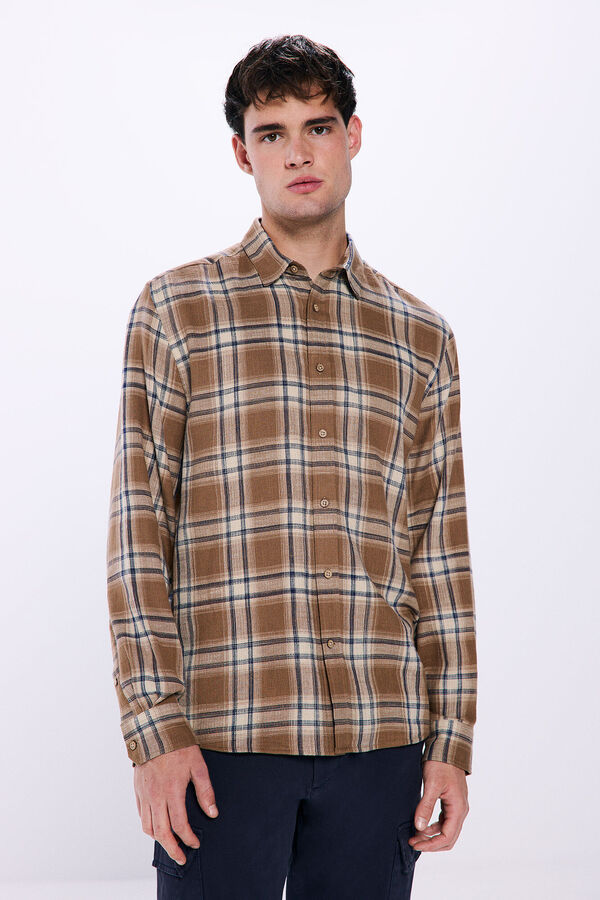 Springfield Camisa r&uacute;stica cuadros nude