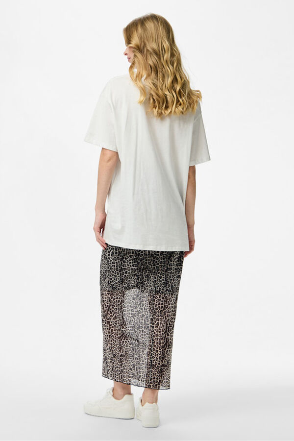 Pieces Falda transparente animal print con forro gris