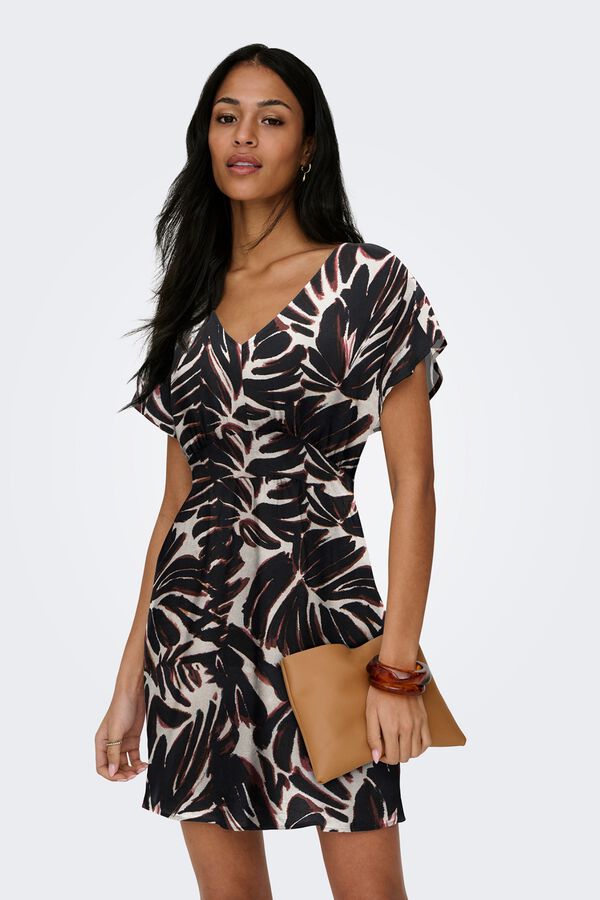 Only Vestido curto estampado floral castanho