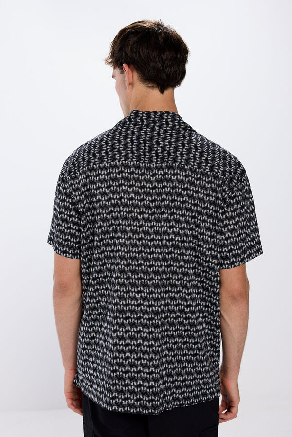 Springfield Camisa manga corta estampada viscosa negro