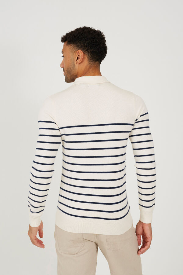 Brave Soul Camisa polo de malha riscas bege