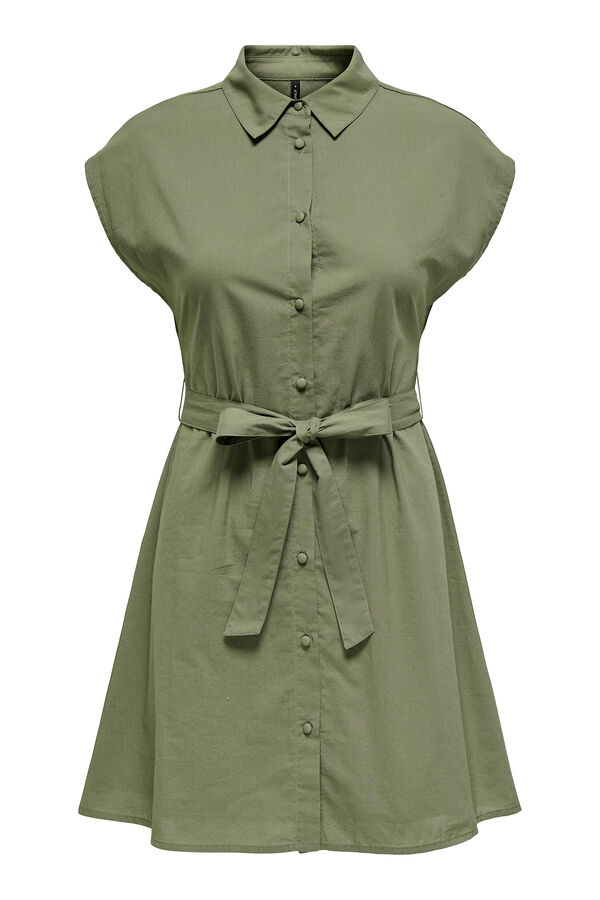 Only Vestido corto camisero verde