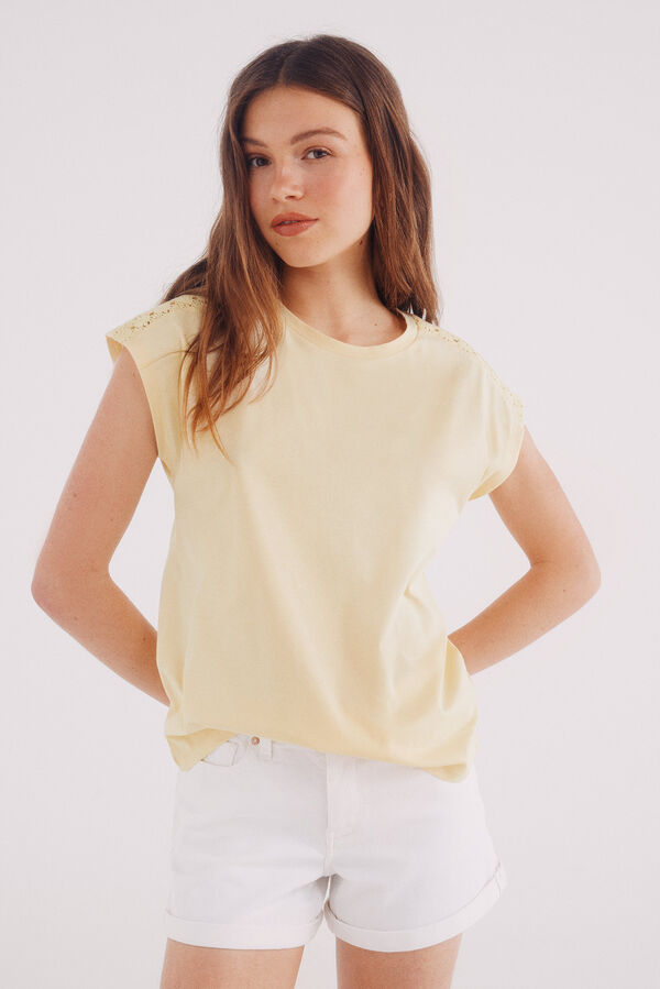 Springfield T-shirt ombros crochet branco