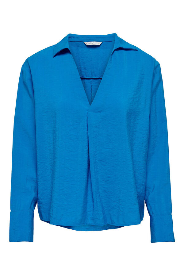 Only Blusa fluida cuello pico azul