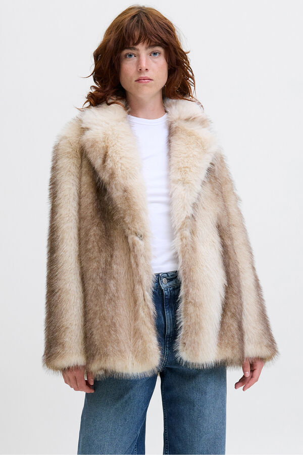 Jack & Jones Sobretudo de pele sint&eacute;tica cinzento