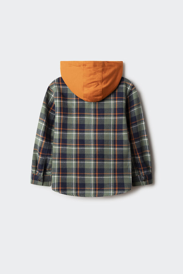 Springfield Kids Camisa cuadros capucha ni&ntilde;o verde