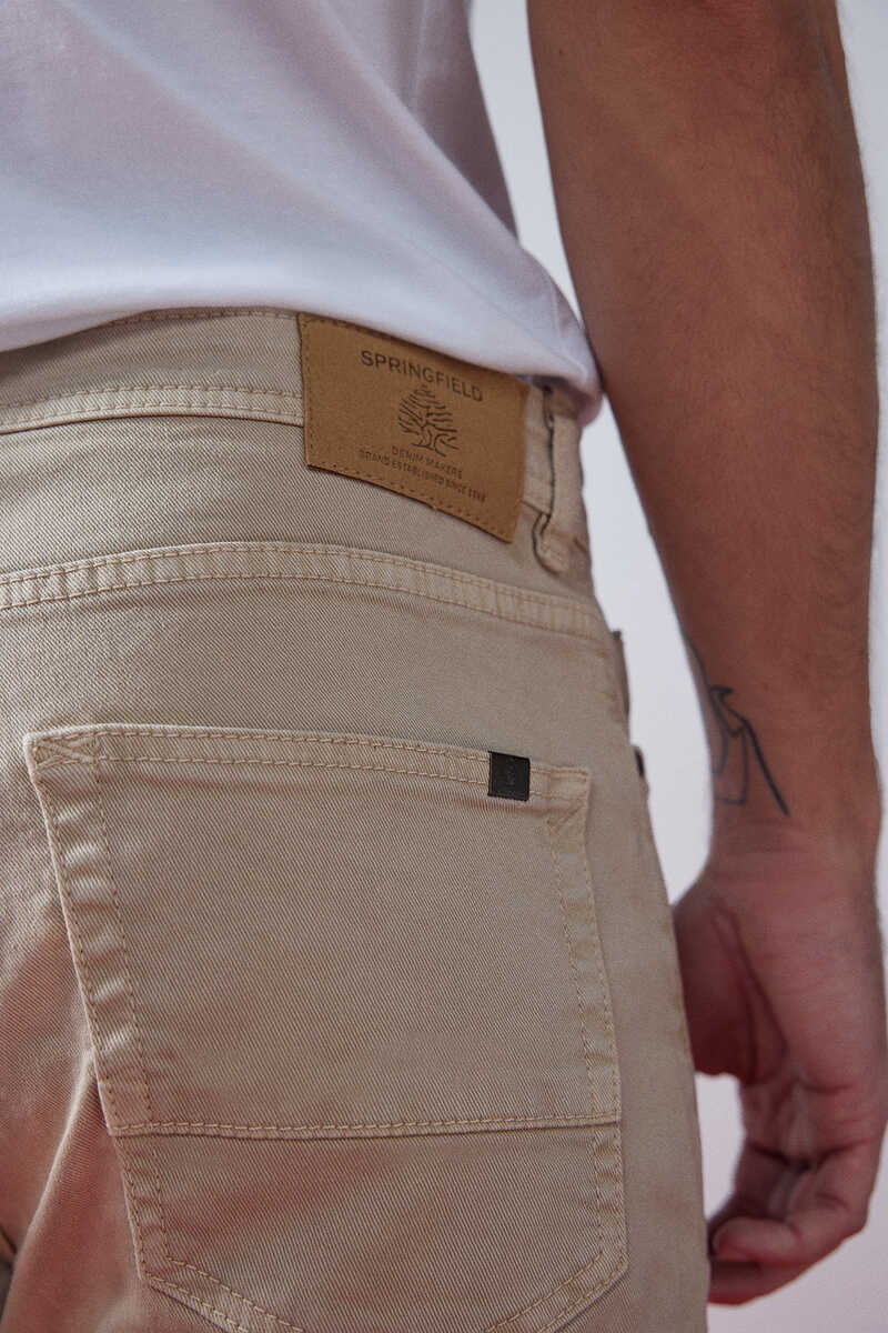 Springfield Jeans slim 5 bolsillos color beige