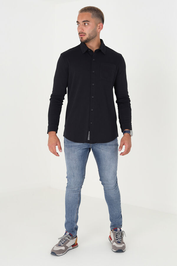 Brave Soul Camisa manga comprida com bolso azul