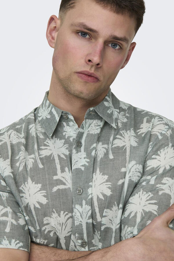 Only & Sons Camisa de manga curta palmeiras verde