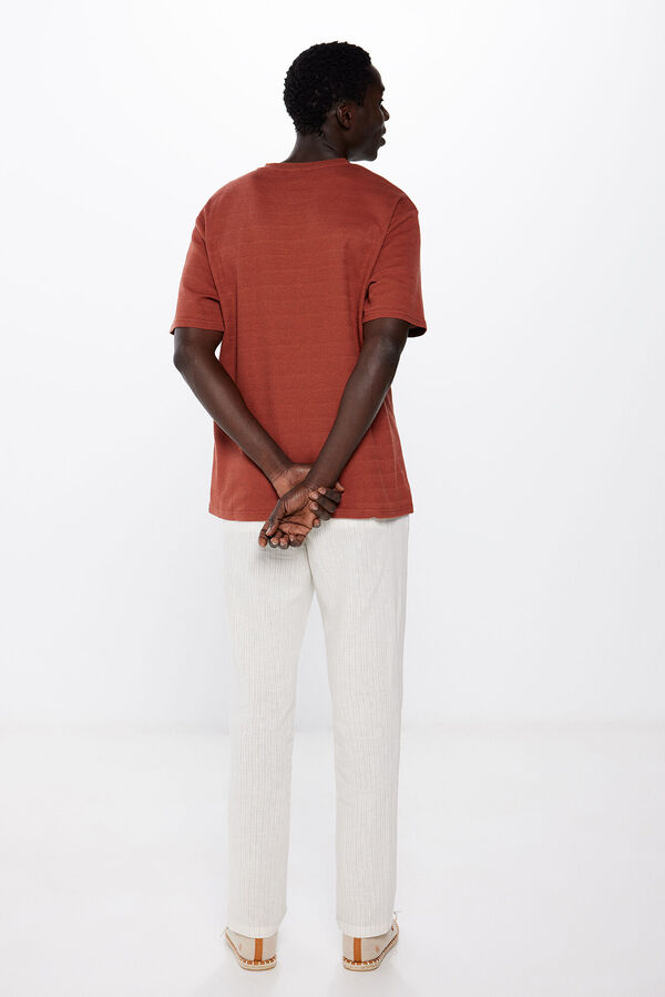 Springfield Pantalón slim lino rayas blanco