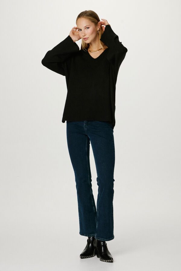 Jack & Jones Suéter liso com gola em liso preto