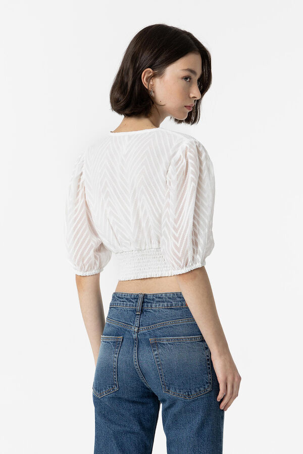 Tiffosi Blusa Cruzada Plumeti blanco