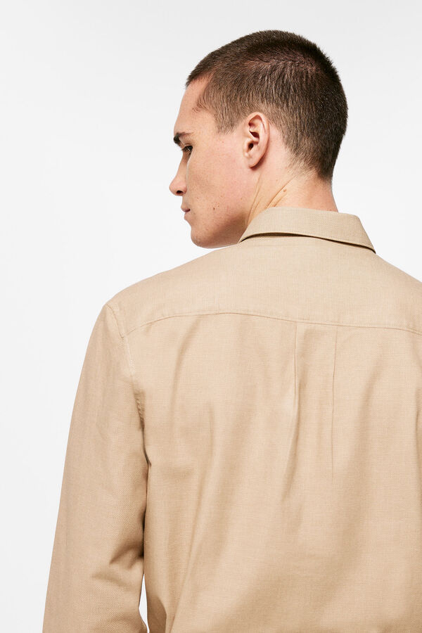 Springfield Camisa dobby color nude