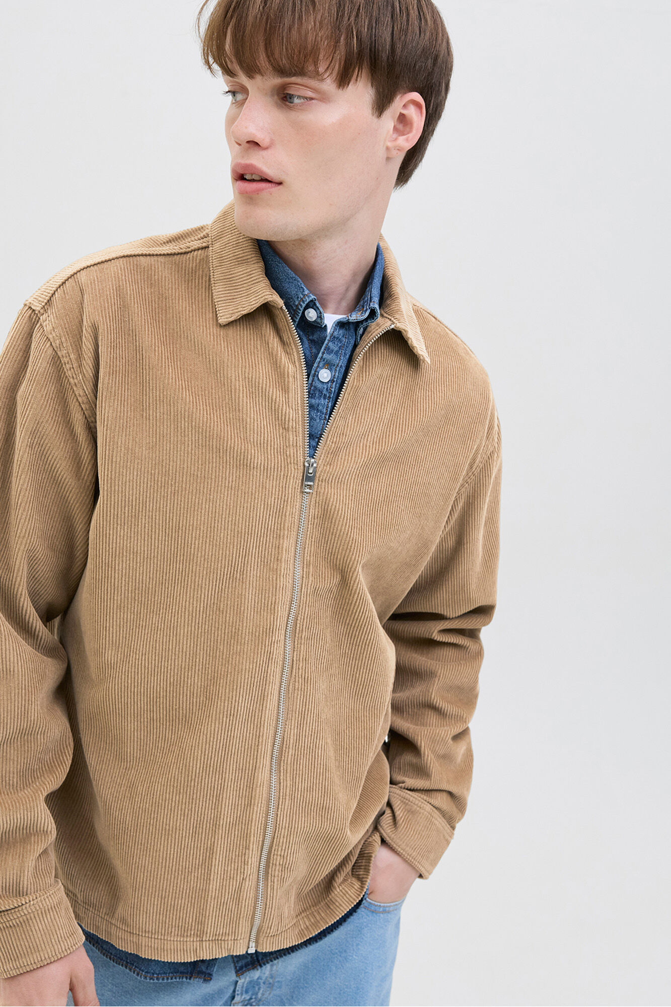 JJ REBEL Sobrecamisa de veludo cotel&ecirc; de corte regular