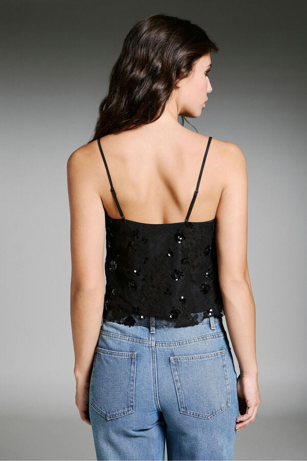 Only Top de lentejuelas negro