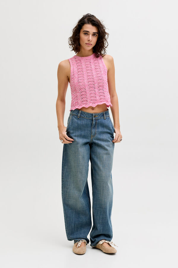 Jack & Jones Top punto calado rosa
