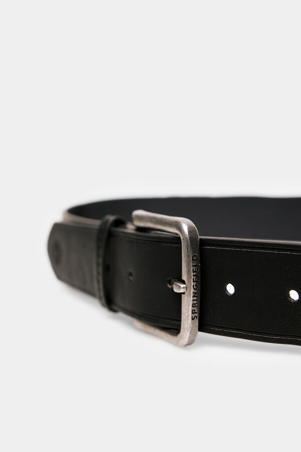 Springfield Cinto b&aacute;sico efeito pele preto