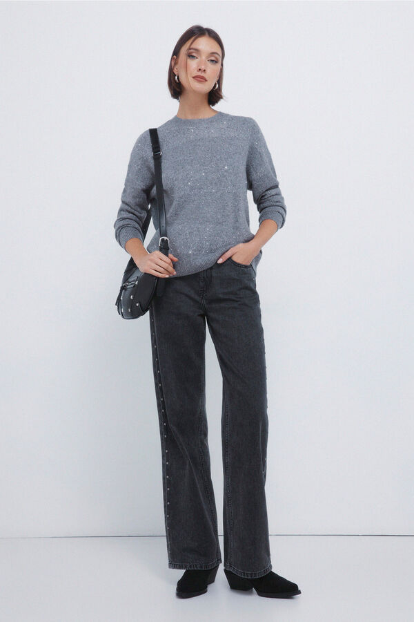 Springfield Jersey rayas lentejuelas negro