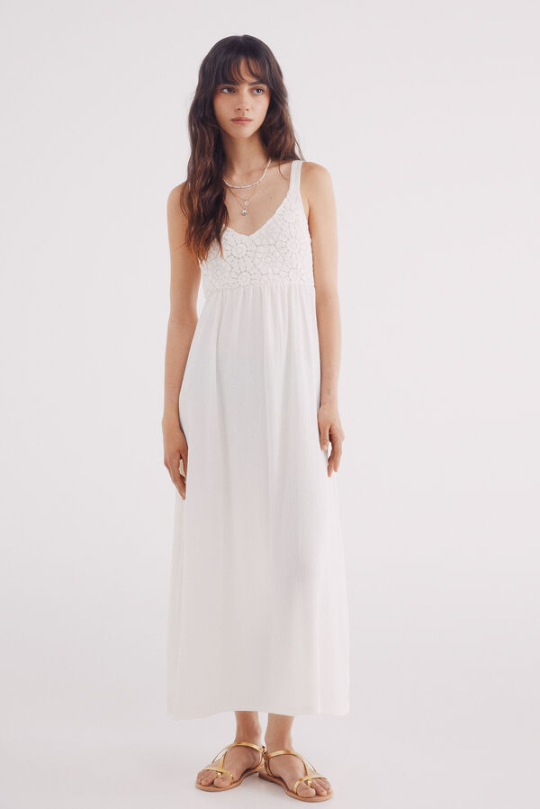 Springfield Vestido midi combinado crochet estampado