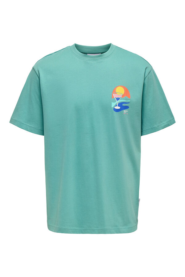 Only & Sons Herren-T-Shirt mit entspannter Passform. 100 % Bio-Baumwolle. azul