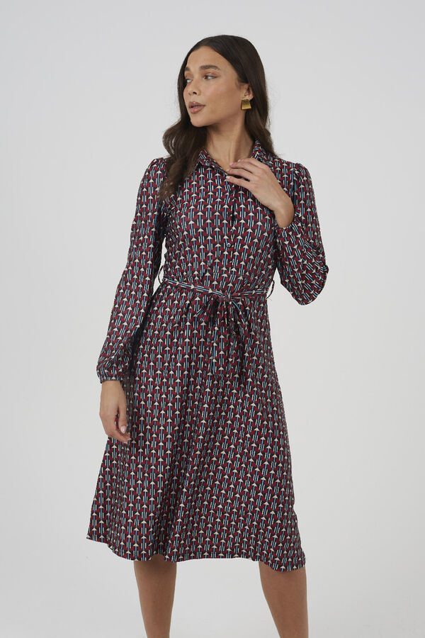 Brave Soul Vestido camisero estampado burdeos