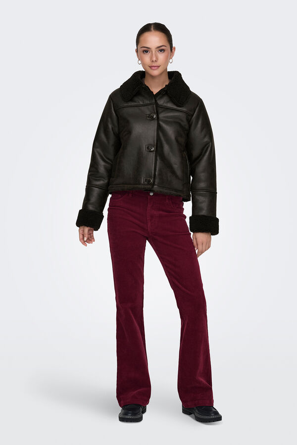 JDY Cazadora de polipiel marr&oacute;n