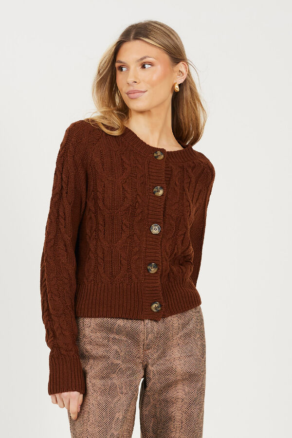 Brave Soul C&aacute;rdigan de punto con ochos tostado