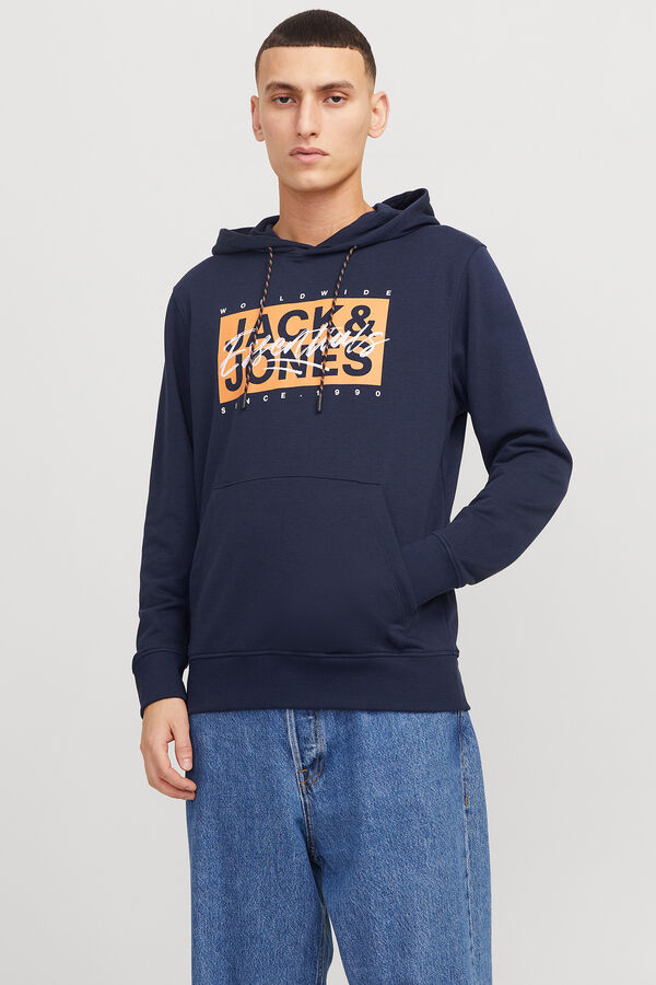 Jack & Jones Sweatshirt com capuz e ajuste padr&atilde;o azul