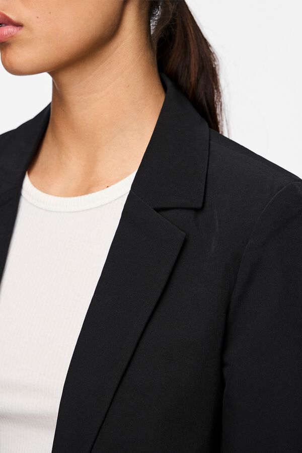 Pieces Blazer oversize sem bot&otilde;es preto