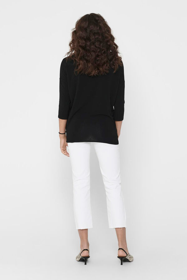 Only Camiseta fluida de manga meia  preto