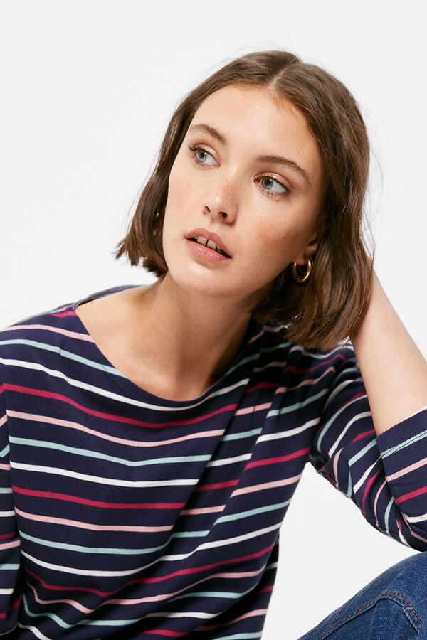 Springfield Camiseta Rayas Botones Hombro azul