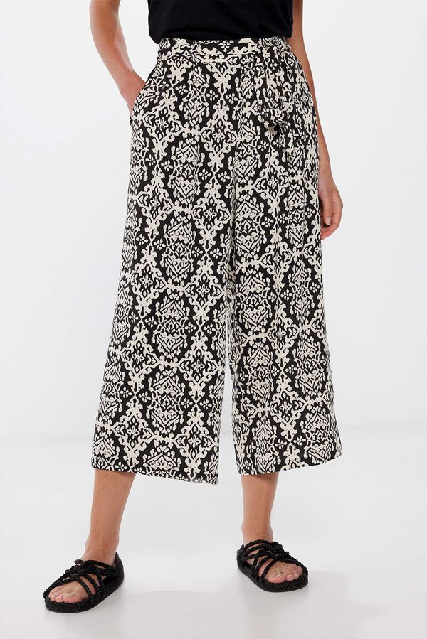 Springfield Calças culotte fluidas estampadas cinzento