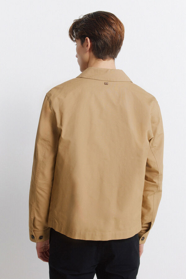 Springfield Sobrecamisa com fecho-&eacute;clair em algod&atilde;o camel