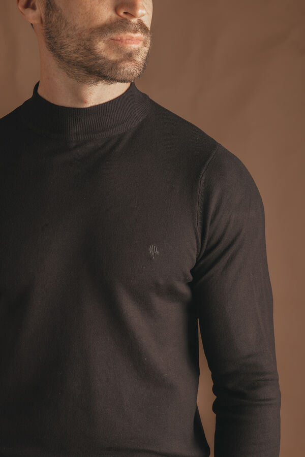 Celopman Su&eacute;ter B&aacute;sico com Gola Perking  preto