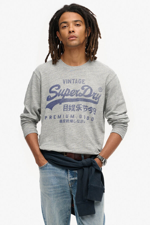 Superdry T-shirt de manga comprida cinzento