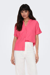 Springfield Camisa de manga corta de lino rosa