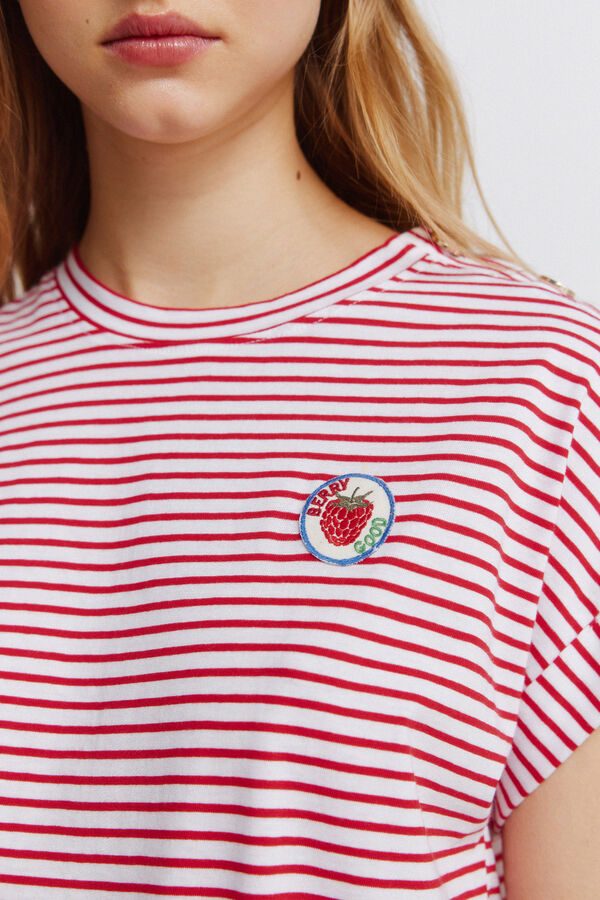 Springfield Camiseta rayas botones rojo