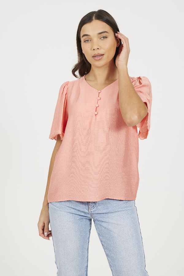 Brave Soul Blusa manga curta com botões borgonha