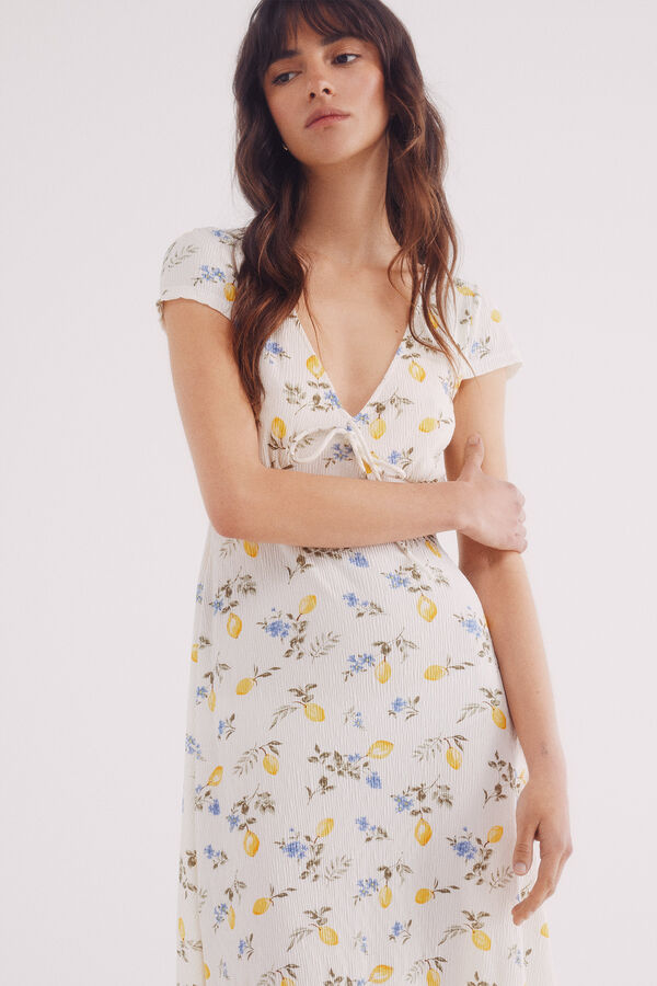 Springfield Vestido midi estampado lim&atilde;o cru