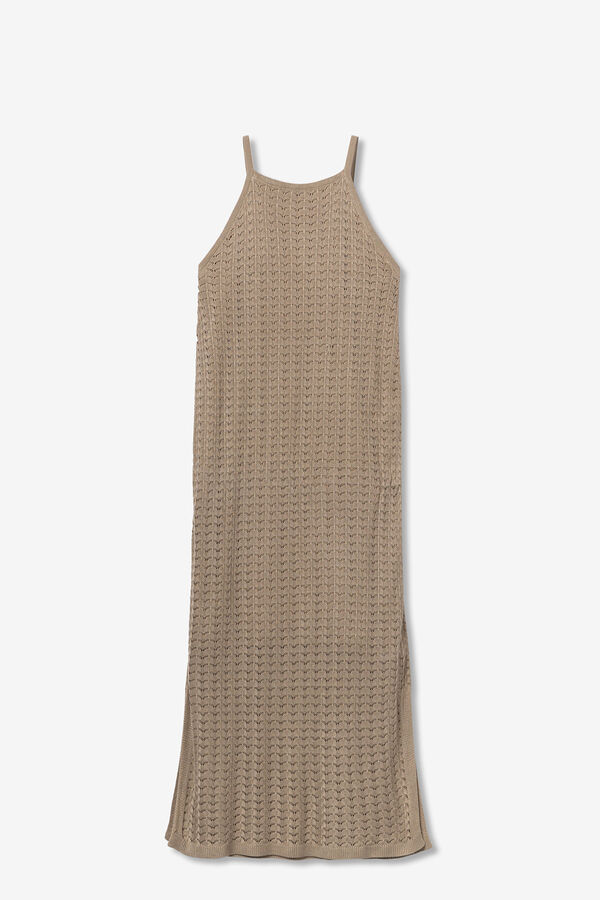 Tiffosi Vestido de malha perfurada cru