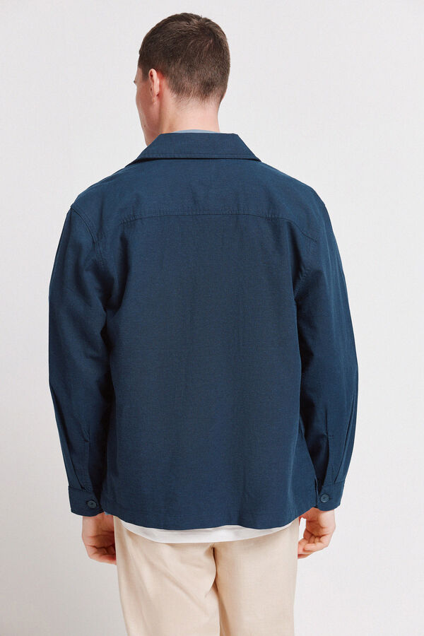 Springfield Sobrecamisa lino overshirt azul