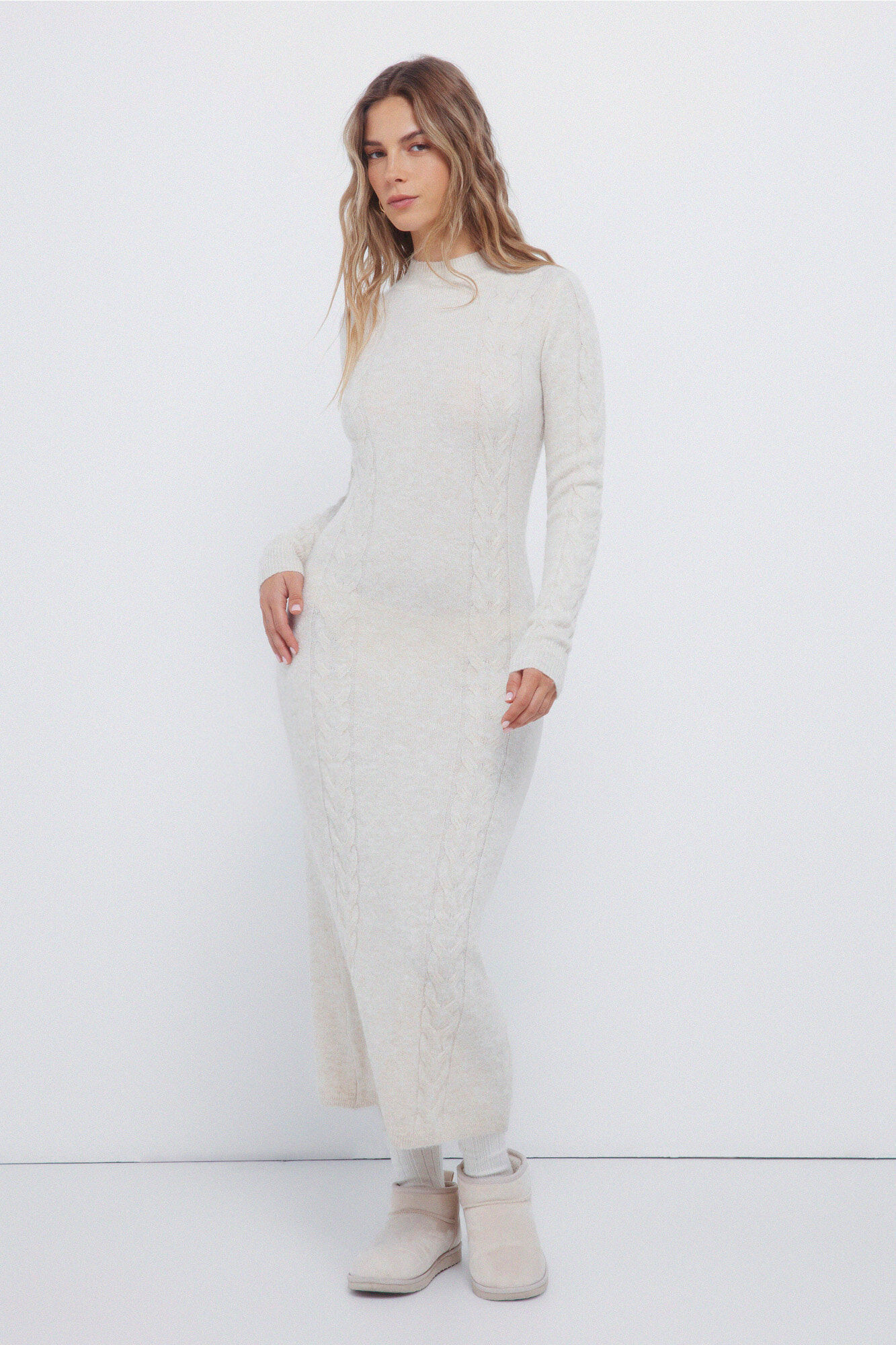 Springfield Vestido midi punto cable knit