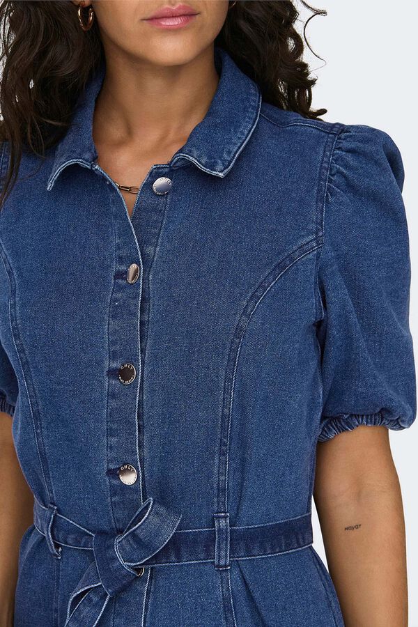 Only Vestido curto em denim azul
