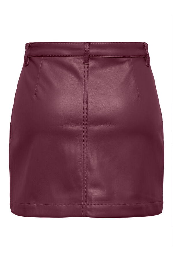 Only Saia curta de couro sint&eacute;tico rosa