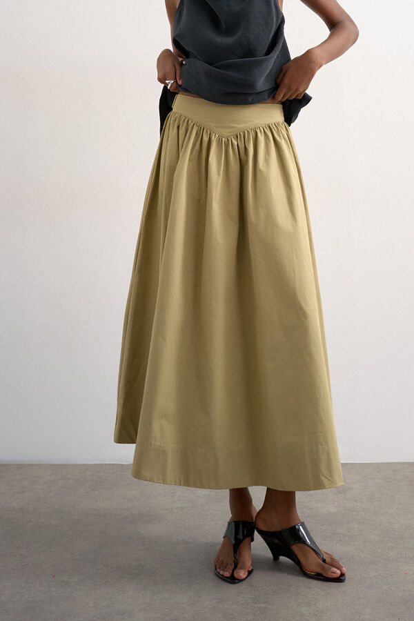 Topshop Falda larga detalle fruncido verde
