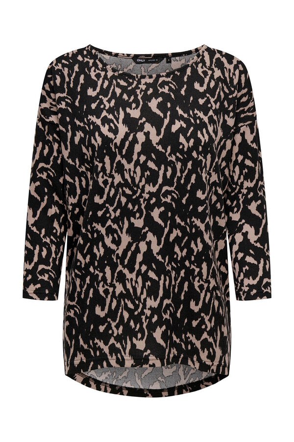 Only T-shirt de manga meia com estampa fluida  preto