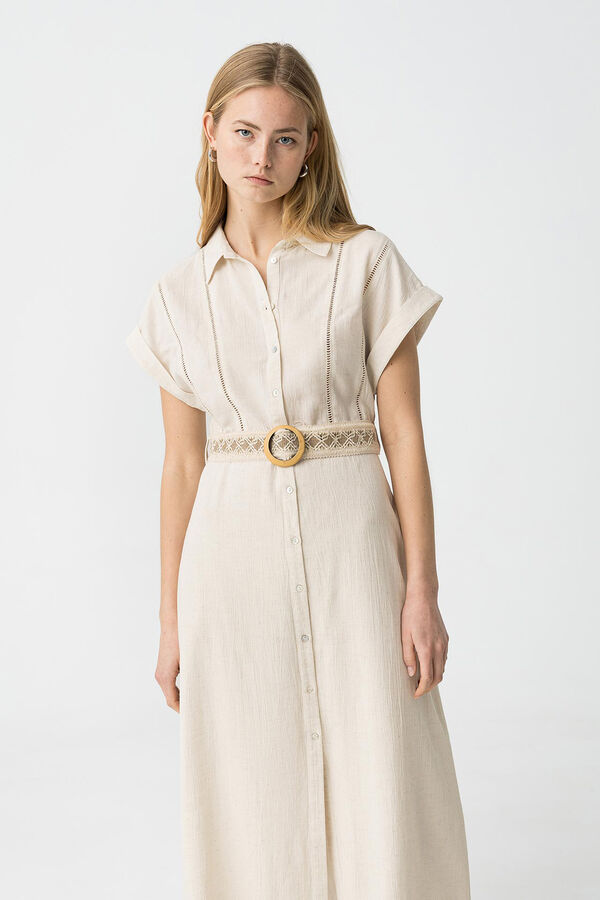 Tiffosi Vestido camisero con cintur&oacute;n nude