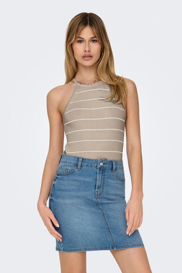 Only Camiseta ajustada tirantes gris