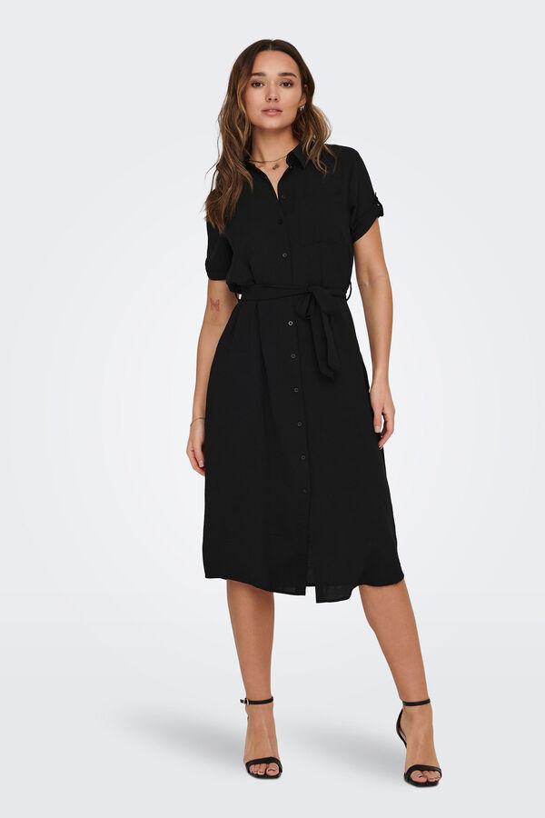 JDY Vestido midi camisero negro