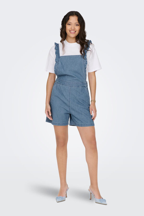 Only Macacão curto tencel azul